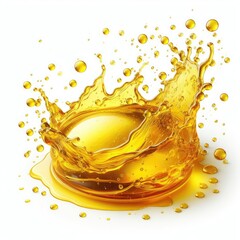 yellow oil splash isolated on white background