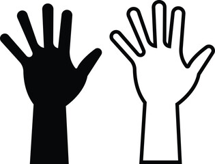 Obraz premium Hand gestures flat or line icon set. Included, fingers interaction, pinky swear, forefinger point, greeting, pinch, hand washing, emojis, gestures, stickers, emoticons black vector collection isolated