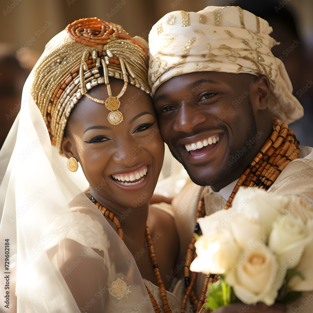 Poster celebration at an african wedding with a focus on smiling individuals - Posters