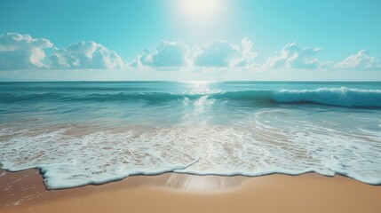 Fototapeta na wymiar A serene beach with gentle waves, embodying relaxation and wellness