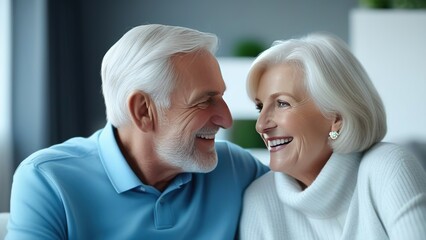 Portrait of a happy loving elderly couple, an elderly happy couple- husband and wife