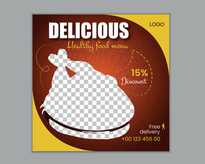 Food menu and restaurant social media banner template