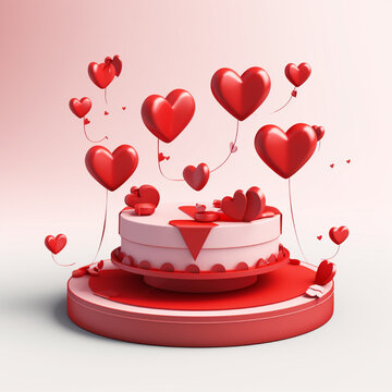 the podium. hearts. mockup. valentine's day. holiday. red hearts. 3b style.