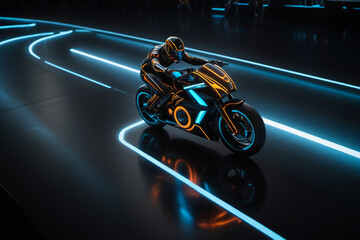 Futuristic motor bike at night
