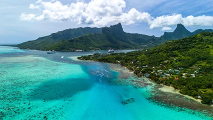 Crédence de cuisine en verre imprimé Ciel bleu Tahiti, French Polynesia scenic landscapes 