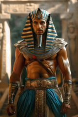 Pharaoh King of Egypt in Ancient Times Strong Empire Generative AI Illustration - obrazy, fototapety, plakaty