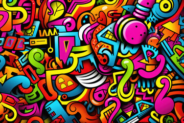 Graffiti style colorful doodle background	
