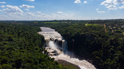 Breathtaking Aerial Panoramic view of Saltos del Monday, Paraguay