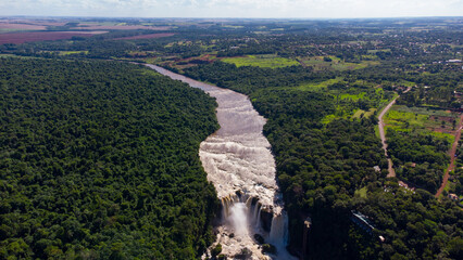 Breathtaking Aerial Panoramic view of Saltos del Monday, Paraguay