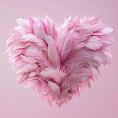 Fototapeta na wymiar Heart shape made of feathers, perfect for valentine's day banner or poster design, symbol of love