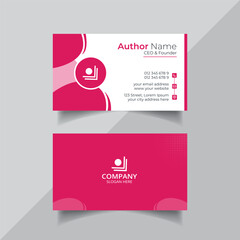 Vector clean style pink color business card template design or visiting card design