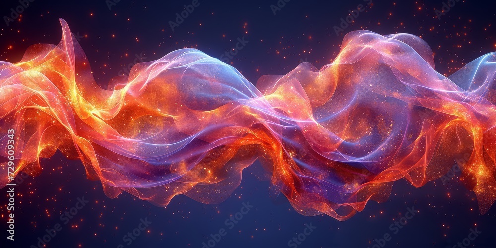 Poster interplay of fire and magic: an abstract vision of cosmic energy flowing in a spectacular dance of c
