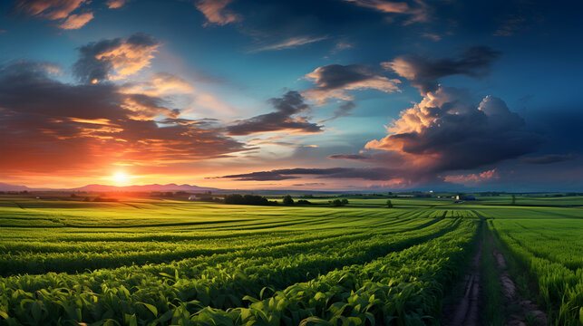 Photo scenic view of agricultural field against sky
