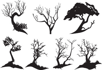Set Trees. Hand drawn vector illustration