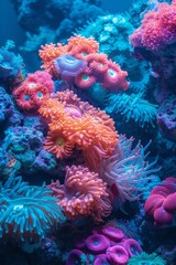 Naklejka na ściany i meble Underwater corals in various shades of blues and pinks replicate the mesmerizing beauty of a coral reef