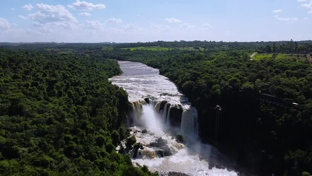 Breathtaking Aerial Panoramic view of Saltos del Monday, Paraguay