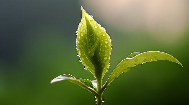 Close up on green leaves in nature,,
Fresh green leaves with water dew drops and sunlight in the garden Free Photo

