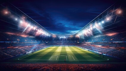 Large modern football stadium Football game design. Championship game summer background.