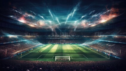 Large modern football stadium Football game design. Championship game summer background.