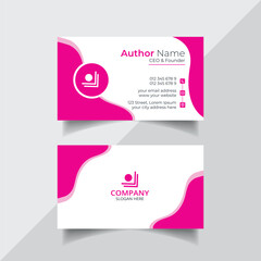 Vector clean style pink color business card template design or visiting card design