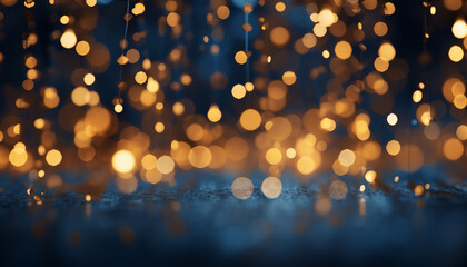Fototapeta na wymiar Glowing Christmas lights illuminate the dark night with celebration generated by AI