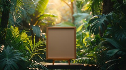 Advertising Stand with a Tropical Jungle Background