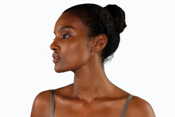Beauty Portrait Of A Graceful Black Woman With Soft Makeup
