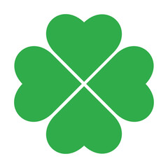St Patrick's Day. Lucky Four-leaf clover, Green Four leaf clover vector icon. Lucky and happiness concept. Shamrock - green four leaf clover icon. Good luck theme design element.