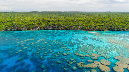 Islands of Fiji from drone above