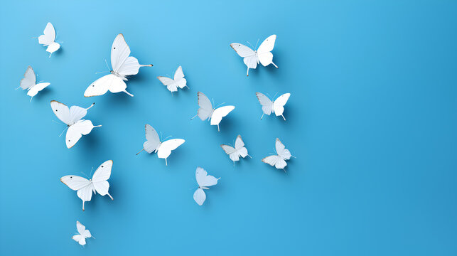 butterfly with white flowers on the blue background, Free Photo,,
Blue butterflies on a blue background

