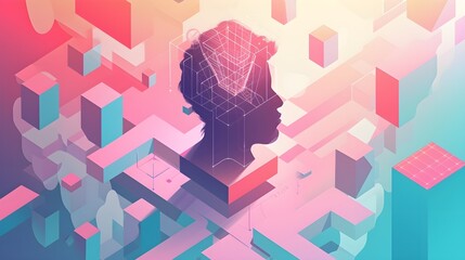 Focused ADHD: Clean Isometric Design with Duotone Style, Minimalist Approach in Vector Illustration