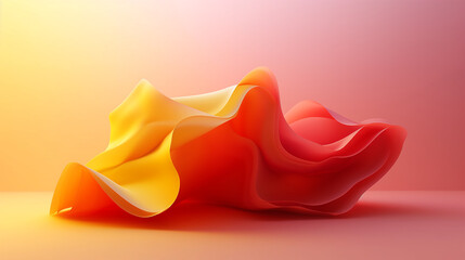 3d abstract asymmetrical shape in the form of a wave of orange and red colors gradient, wallpaper, background, digital