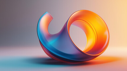 3d abstract round shape of yellow and blue color gradient, wallpaper, background, digital