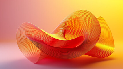 3d abstract shape in the form of a wave of orange and red colors gradient , wallpaper, background, digital