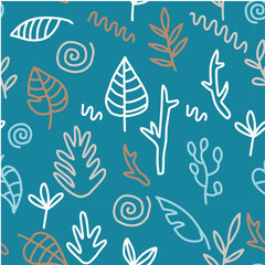Fototapeta na wymiar Vector illustration. Seamless pattern with plants. Leaves. Twigs. Pattern.