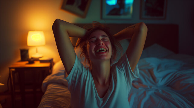 Young woman experiencing an orgasm