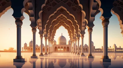 Fotobehang Ramadan background with mosque or lantern illustration © xuan