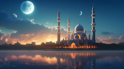 Glowing background for muslim feast in holy month of Ramadan Kareem