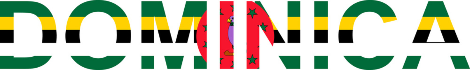 Dominica word in flag style