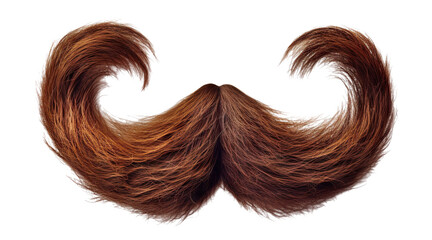 Majestic chestnut brown hair mustache curled at the ends, cut out