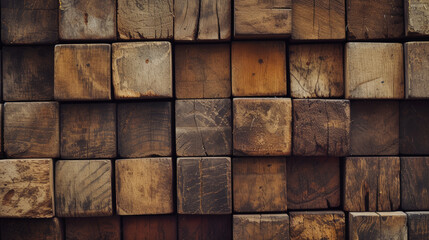 Aligned Echoes: Grungy Wooden Blocks. Generative AI