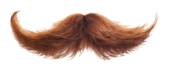 Majestic chestnut brown hair mustache curled at the ends, cut out