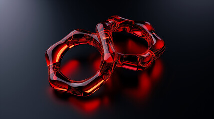 two red hexagons held together on a dark background