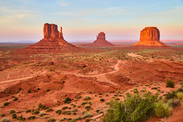 Monument Valley Buttes at Sunrise with Winding Road