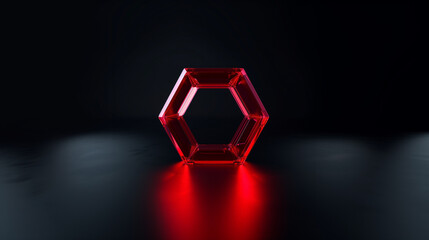 a red glowing hexagon on a black background