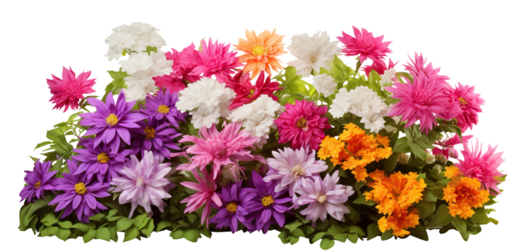 Vibrant garden flowers cut out