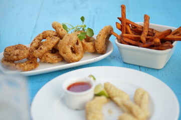 fried calamari with chips