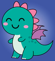 Cute dinosaur illustration in childish theme and colors, vector for backgrounds