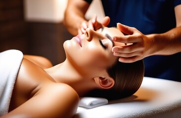 woman relaxing, massage in spa salon