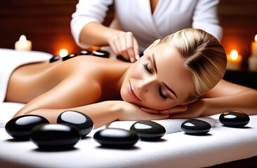 Obraz na płótnie Canvas woman relaxing, massage in spa salon